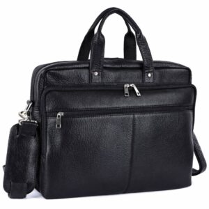 Premium Black Genuine Leather Laptop Bag