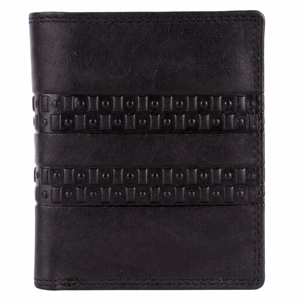 Urban Studded Black Leather Bifold Wallet