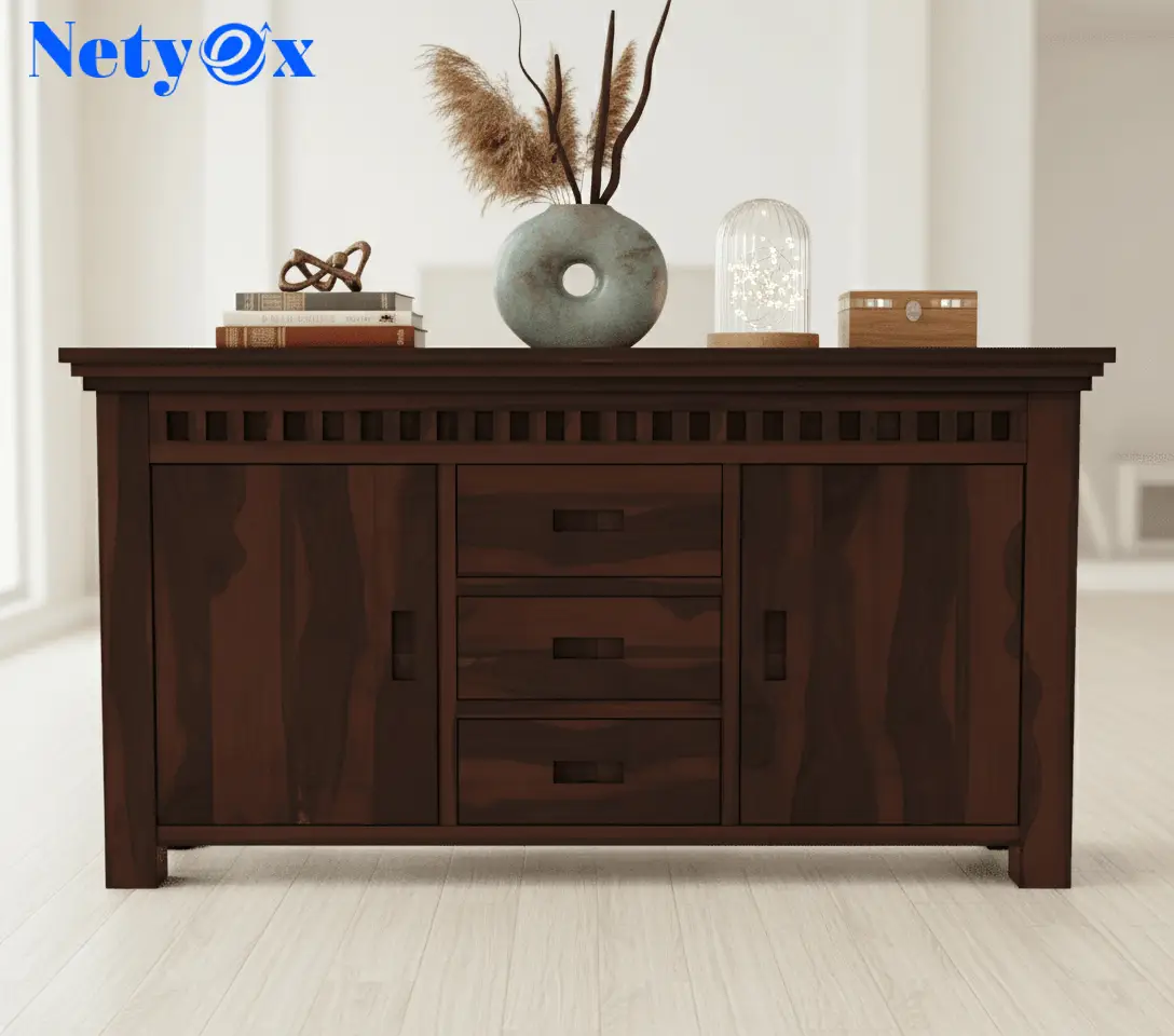 Solid Sheesham Wood Wooden Cabinet Sideboard